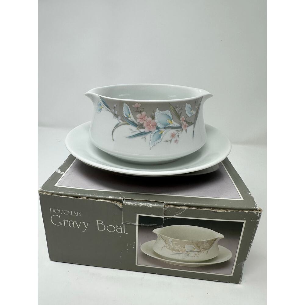 Vintage Porcelain Floral Detail Gravy Boat Made in Japan Thanksgiving Dinner